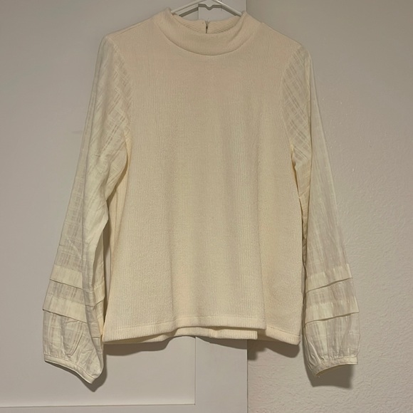 NWOT Madewell Weavemix Mock Neck Bubble Sleeve Top Women’s Medium - Picture 1 of 8